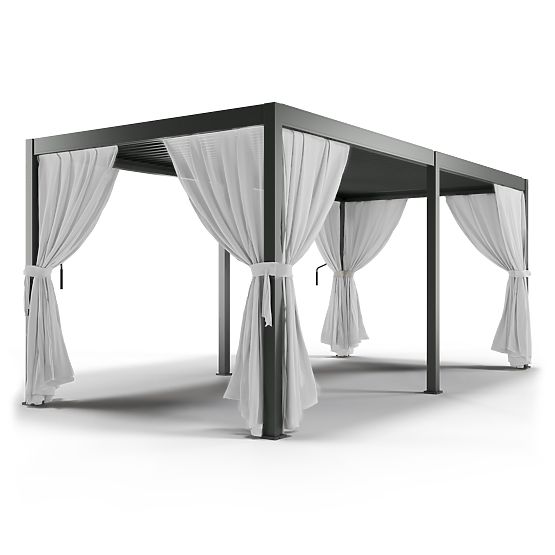 Set aus zwei Vorhängen 278 cm pro Seite der Pergola 6 m, weiß
