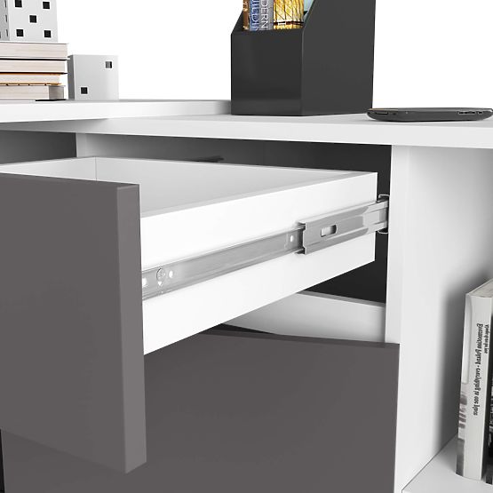 SET CLP B-17 KOMMODE + SCHREIBTISCH PK WEISS / GRAU