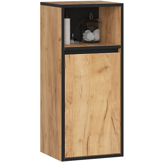 SET HÄNGENDER BADEZIMMERMÖBEL MIT ÖFFNUNGEN VAMI EICHE CRAFT / SCHWARZ
