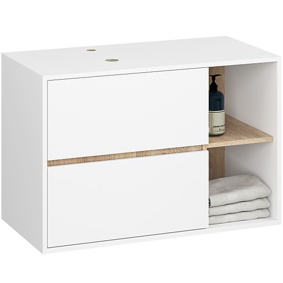 SET HÄNGENDER BADEZIMMERMÖBEL MIT ÖFFNUNGEN VAMI WEISS / SONOMA EICHE