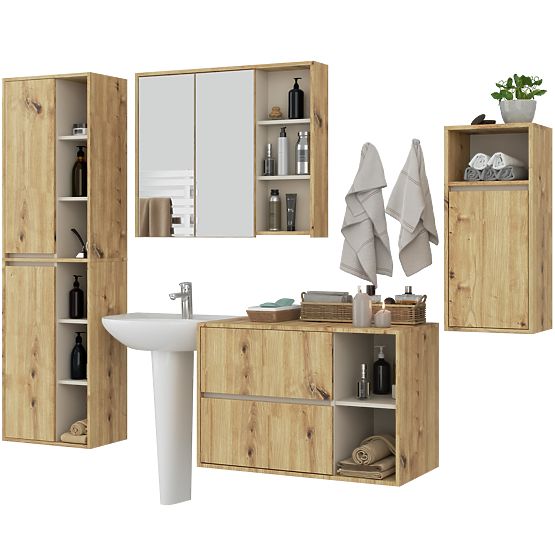 SET HÄNGENDER BADEZIMMERMÖBEL VAMI EICHE ARTISAN / KASCHMIR