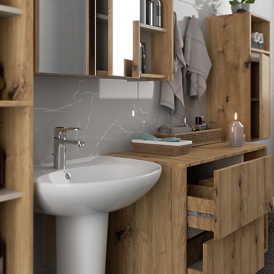 SET HÄNGENDER BADEZIMMERMÖBEL VAMI EICHE ARTISAN / KASCHMIR