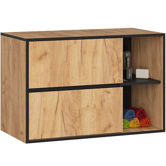 SET HÄNGENDER BADEZIMMERMÖBEL VAMI EICHE CRAFT / SCHWARZ