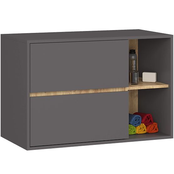SET HÄNGENDER BADEZIMMERMÖBEL VAMI GRAPHIT GRAU / EICHE ARTISAN