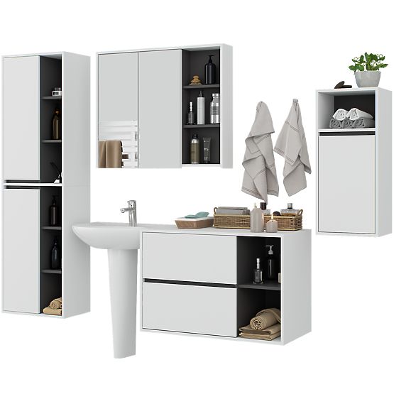 SET HÄNGENDER BADEZIMMERMÖBEL VAMI WEISS / GRAPHITGRAU