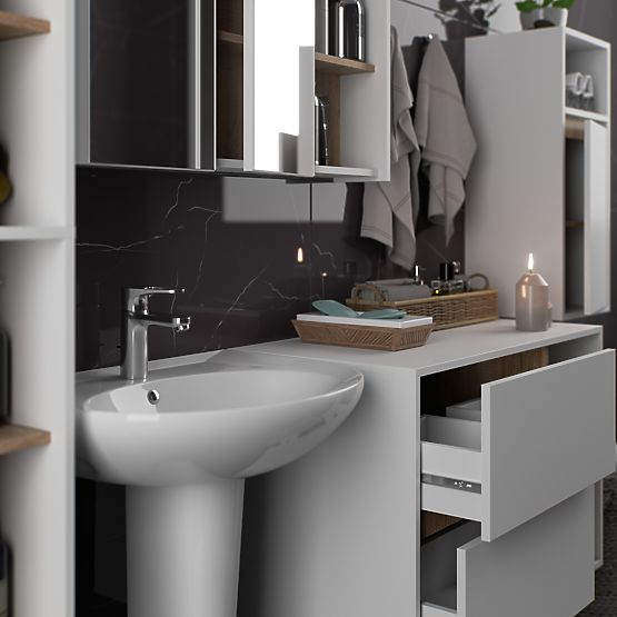 SET HÄNGENDER BADEZIMMERMÖBEL VAMI WEISS / SONOMA EICHE