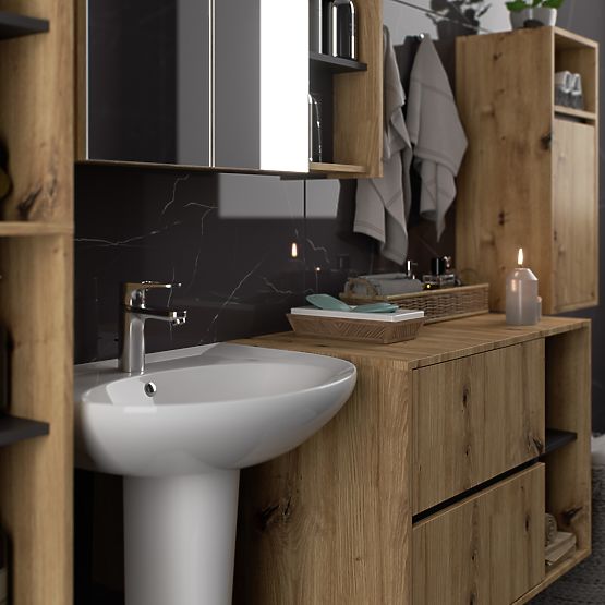 SET HÄNGENDES BADEZIMMERMÖBEL VAMI EICHE ARTISAN / GRAFIT GRAU