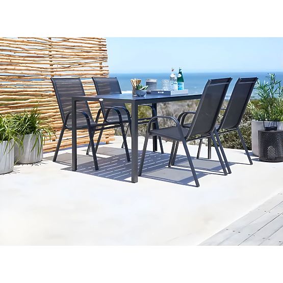 Set mit 2 Gartenstühlen für Terrasse Balkon Schwarz