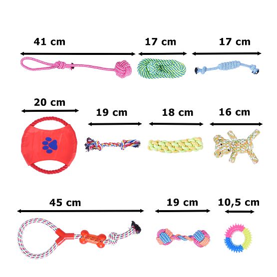 Set von 10 Hundespielzeugen DYLAN Zerrspielzeuge