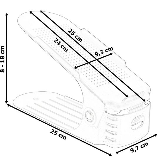 Set von 10 verstellbaren Schuhhaltern schwarz