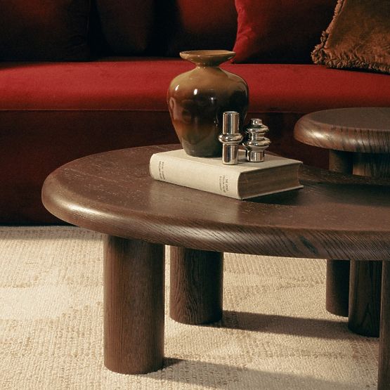 Sirocco Tischset, dunkle Eiche, abgerundete Formen