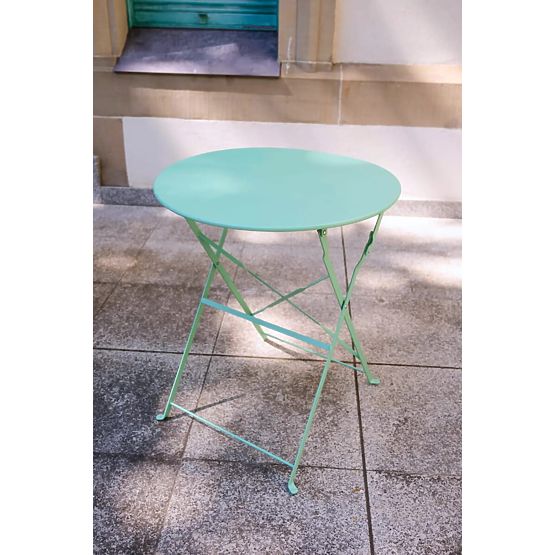 Stahl-Balkonmöbel (2 x Klappstühle + Tisch) SEMPLICI Mintgrün