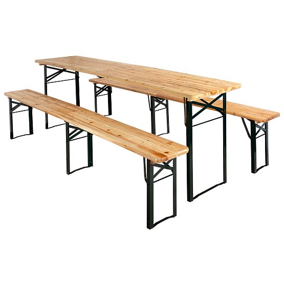 Stahl-Holz-Set LAGER: Tisch + 2 Bänke 220 cm