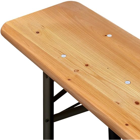 Stahl-Holz-Set LAGER: Tisch + 2 Bänke 220 cm