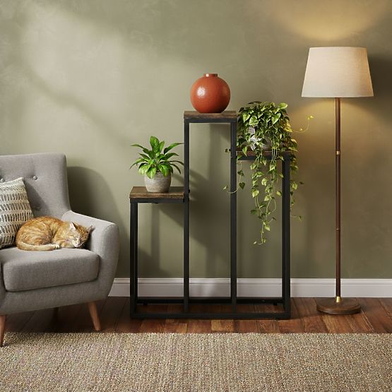 Stehender Blumenständer, dekorativer Blumenständer mit 3 Regalen im Loft-Stil von ModernHome