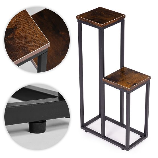 Stehender Blumenständer mit 2 Regalen im Loft-Stil von ModernHome