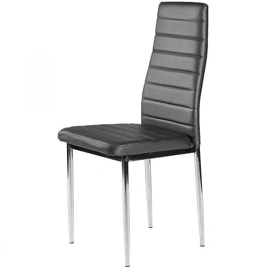 Stühle aus Kunstleder für Wohnzimmer und Esszimmer 4 Stk. verchromte Beine grau
