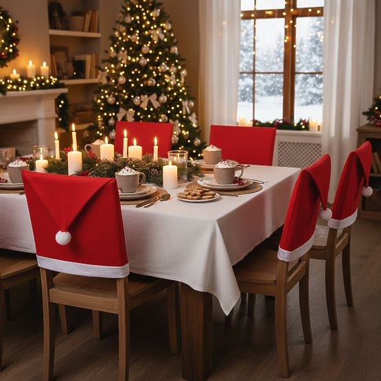 Stuhlhussen in Form einer Weihnachtsmannmütze 2 Stk.