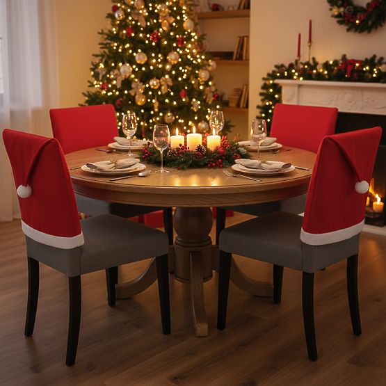 Stuhlhussen in Form einer Weihnachtsmannmütze 6 Stk.