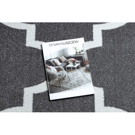 Teppich SKETCH - F730 Muster Marokkanisches Kleeblatt, Gitter Grau / Weiß