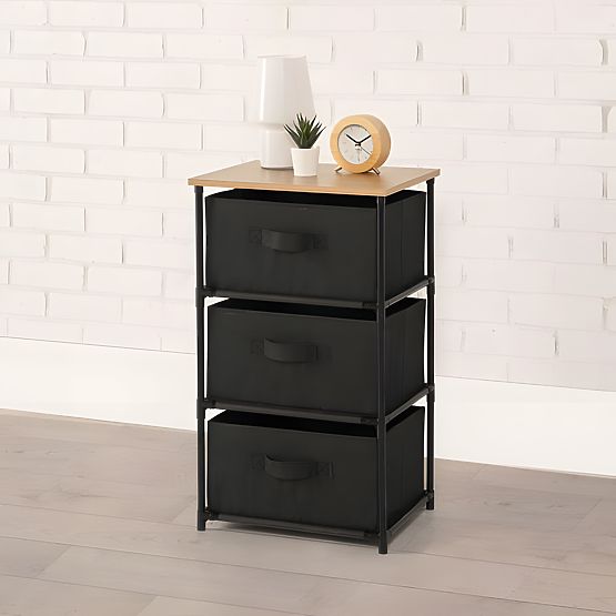Textilschrank Regal Organizer mit herausnehmbaren Körben 3 Ebenen Loft Schwarz ModernHome