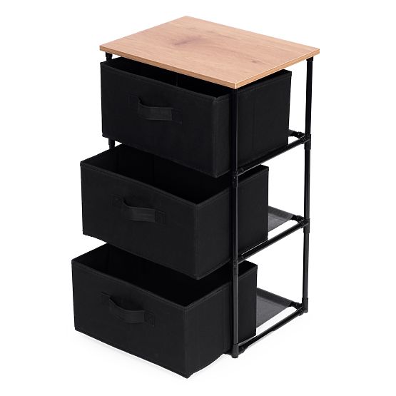 Textilschrank Regal Organizer mit herausnehmbaren Körben 3 Ebenen Loft Schwarz ModernHome