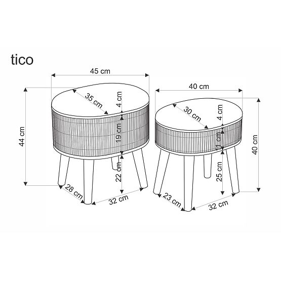 TICO Set aus 2 Hockern mit Stauraum, Beige