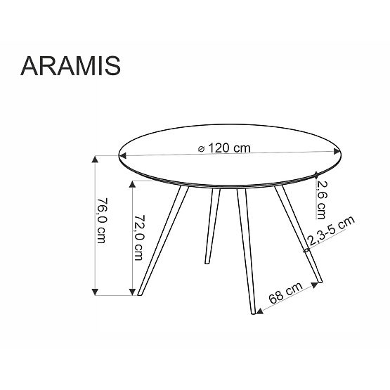 Tisch ARAMIS, Platte - Terrazzo, Beine - Weiß (2p=1Stk)