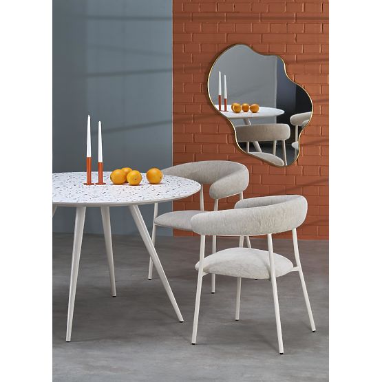 Tisch ARAMIS, Platte - Terrazzo, Beine - Weiß (2p=1Stk)