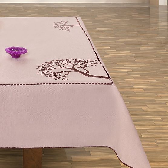 Tischläufer OLD COLLECTIONS Farbe Beige besticktes Pflanzenmotiv 30x45 Decor Tephani