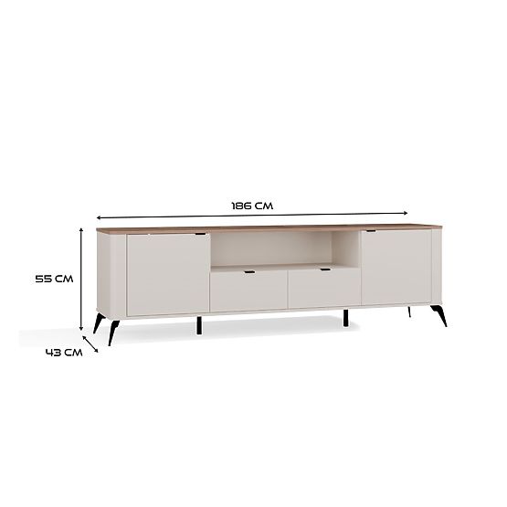 TV-Schrank CORDOBA 2S2S Kaschmir Beige Eiche Castello TV-Schrank mit 2 Schubladen
