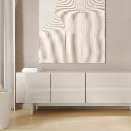 TV-Schrank Glim, kaschmirfarben, glänzend