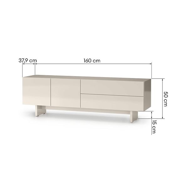TV-Schrank Glim, kaschmirfarben, glänzend