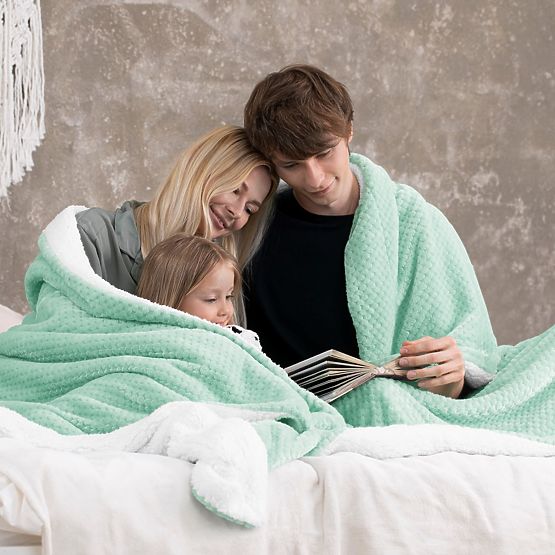 Überwurf SHLEEPY Farbe Minze geprägter Jacquard klassischer Stil 220x240