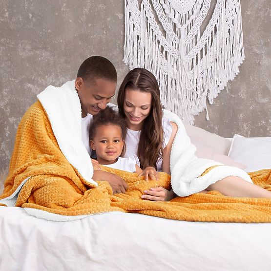 Überwurf SHLEEPY orange mit Jacquardmuster klassischer Stil 170x210