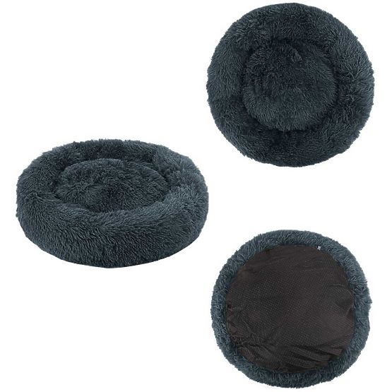 Universelles Plüschbett für Hund und Katze 60 cm - dunkelgrau