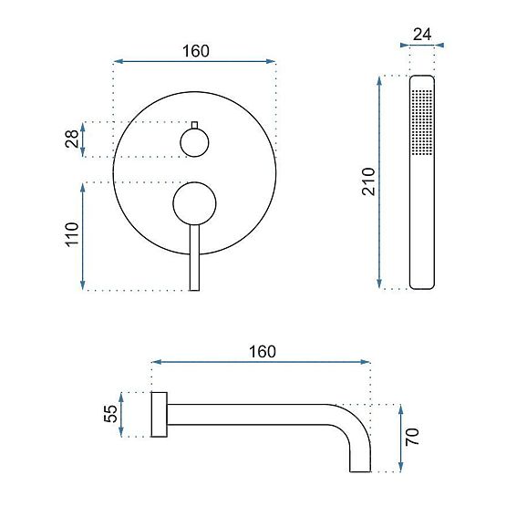 Unterputz-Badewannenarmatur Rea Lungo Titan + Box