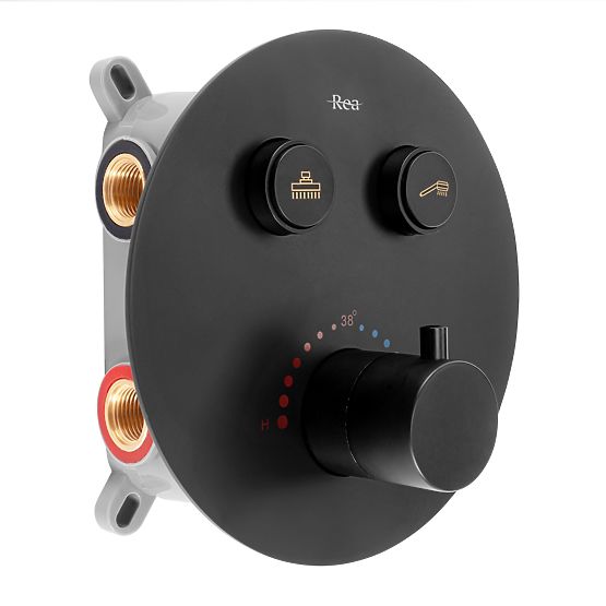 Unterputz-Duschset mit Thermostat LUNGO Schwarz + BOX