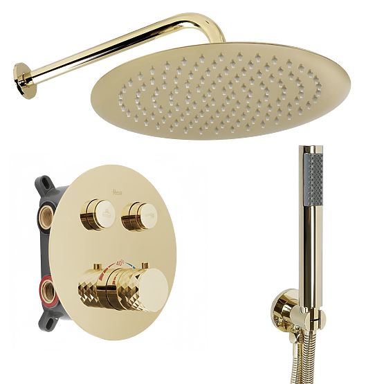 Unterputz-Duschset mit Thermostat Rea Lungo Diamond Gold+ BOX