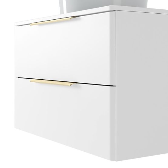 Unterschrank für Aufsatzwaschbecken Tidea 80 cm, weiß, goldene Griffe