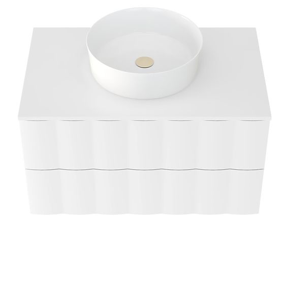 Unterschrank für Waschbecken Grita 80 cm, weiß, gewelltes Frontpanel