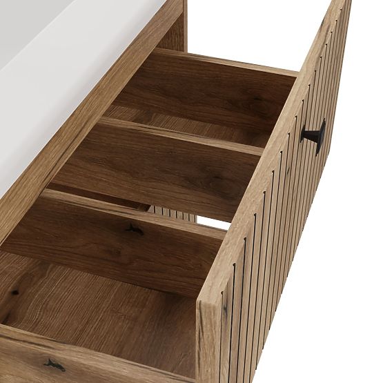 UNTERSCHRANK FÜR WASCHBECKEN TIGO 60 2S EICHE EVOKE GERILLTE FRONTBLENDE + WASCHBECKEN