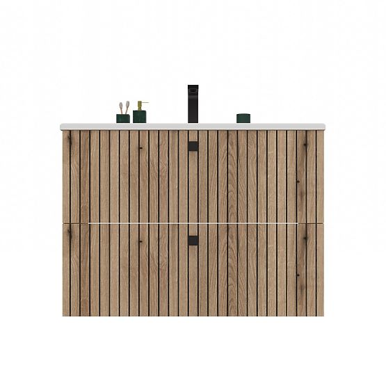 UNTERSCHRANK FÜR WASCHBECKEN TIGO 80 2S EICHE EVOKE GERILLTE FRONT + WASCHBECKEN