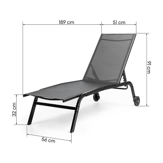 Verstellbare Gartenliege Celly, schwarz