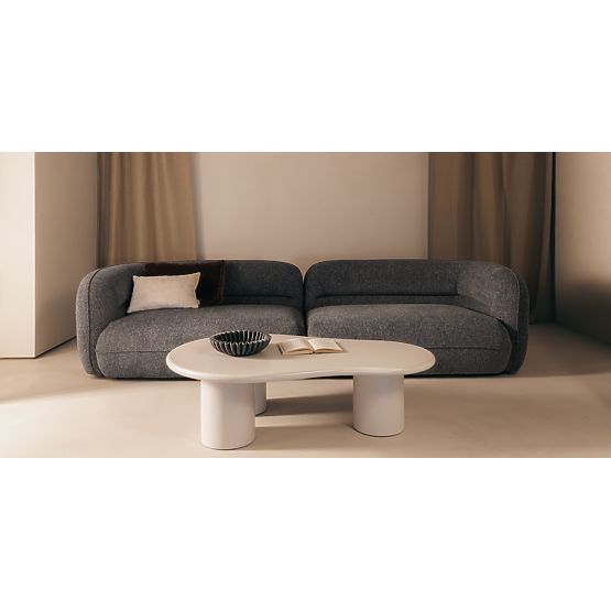 Vier-Sitzer Sofa für das Wohnzimmer Luvio grau, runde Formen