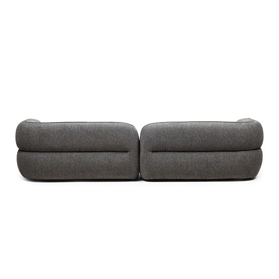Vier-Sitzer Sofa für das Wohnzimmer Luvio grau, runde Formen