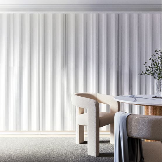 Vierflügeltüriger Schrank Neroli, einfache Rillen, weiß