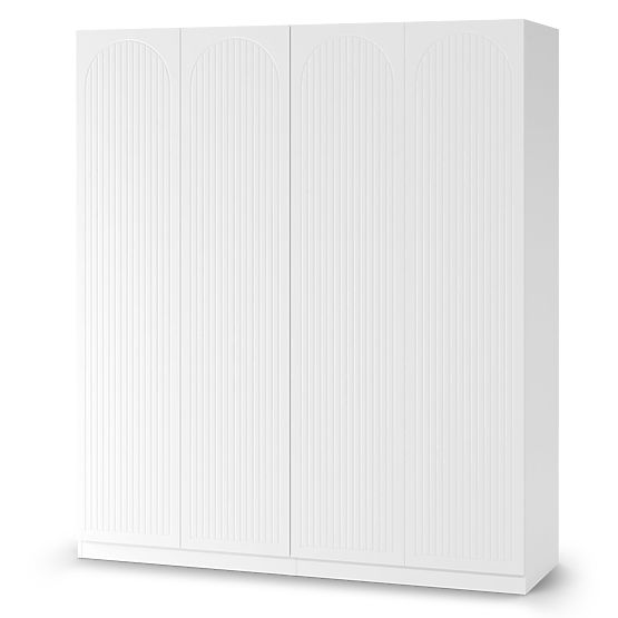 Viertüriger Schrank Neroli, gerillt im Bogen, weiß