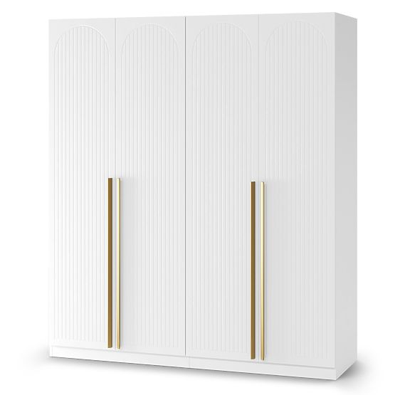 Viertüriger Schrank Neroli, gerillt im Bogen, weiß