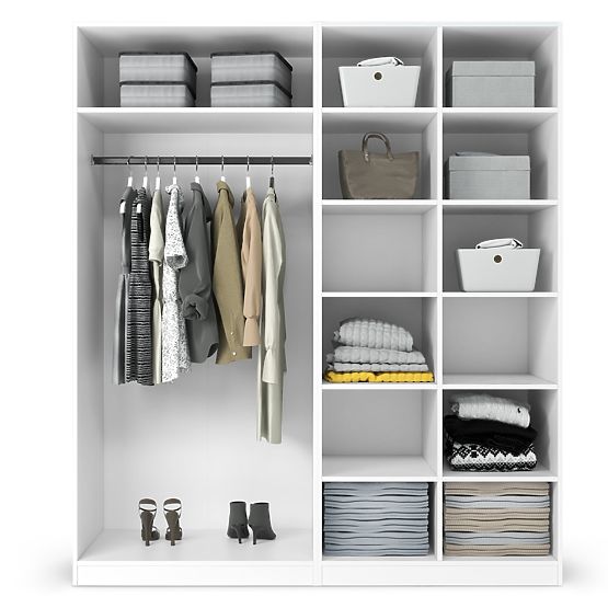 Viertüriger Schrank Neroli, gerillt im Bogen, weiß
